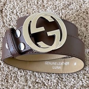 Gucci brown medium genuine leather belt